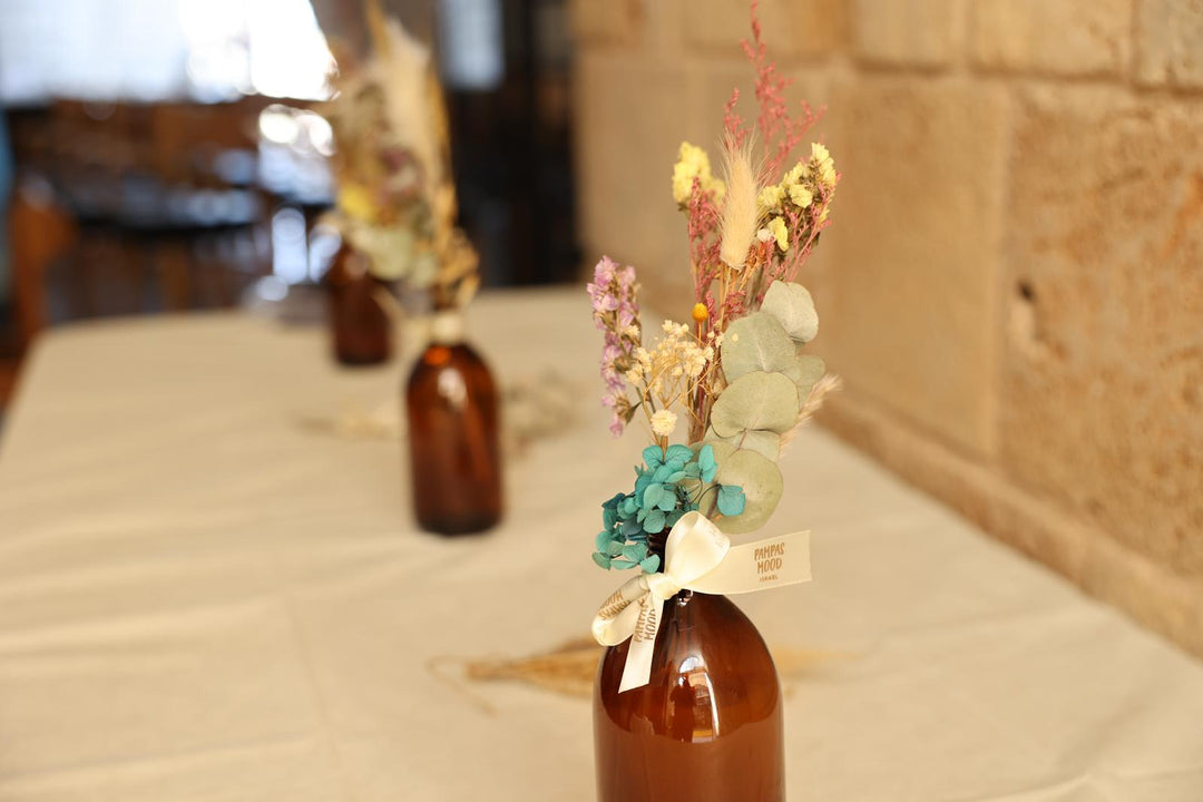 מתנות סט פרחים יבשים חום - כולל אריזה