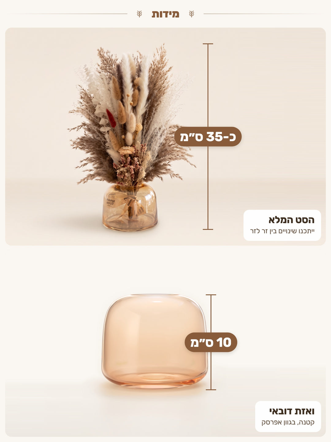 סט סיס בהיר – מידות: גובה הסט כ-35 ס״מ, ואזה 10 ס״מ
